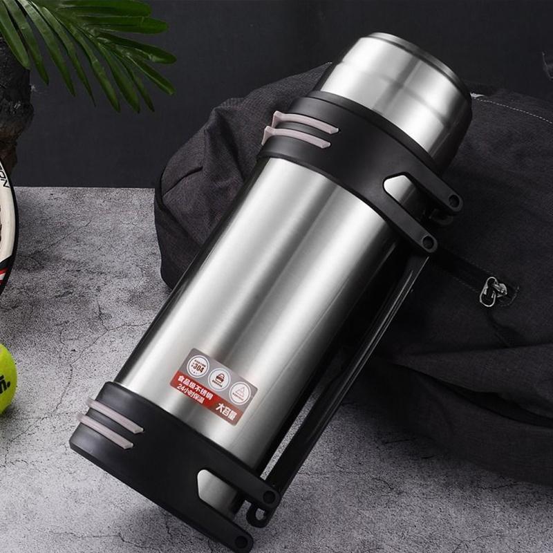 3L Roomy Thermos Bottle Stainless Steel Keep Warm Kettle Lightweight Water Bottle for Travel Camping Outdoor Activity Drinkware