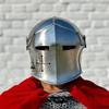 18g Steel Barbuta Helmet Medieval Knight Armor, LARP Cosplay