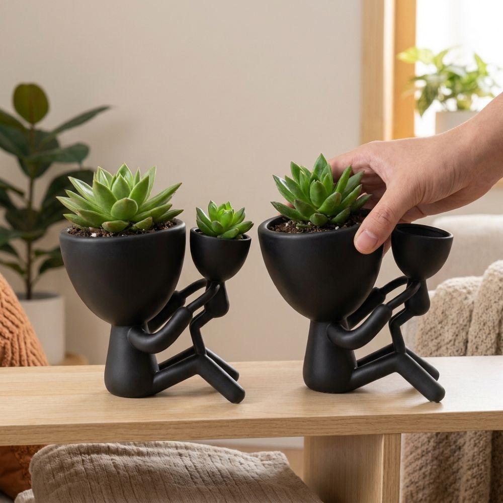 Family Themed Mother and Child Figure Planter Pot Mother's Day Gift