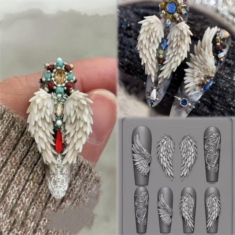 3D Силиконовый Молд для Ногтей Цветок Бант Бабочка Шаблоны для Ногтей Прозрачный Молд DIY Декор для Ногтей Штамповочные Пластины Инструменты для Маникюра