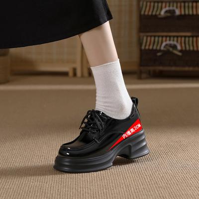 Маленькие кожаные туфли на шнуровке женские новые с внутренней платформой женские туфли 3233 одинарные туфли туфли-маффины толстая подошва