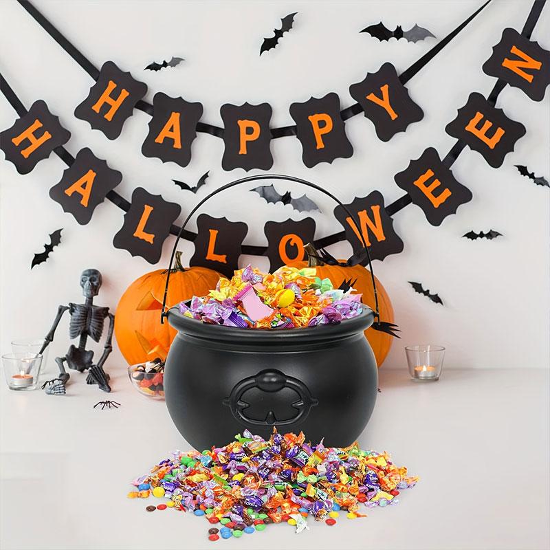 Plastic Witch Can Black Witch Candy Bucket Large Wizard Witch Cauldron Decoration