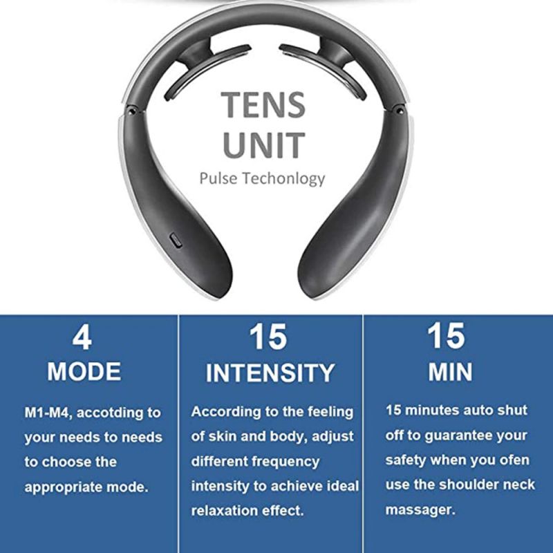 4 Modes 15 Gear Electric Neck Massager EMS Pulse Massage Smart Cervical Spine Massager Can Heating for Muscles Relax Pain Relief Physiotherapy