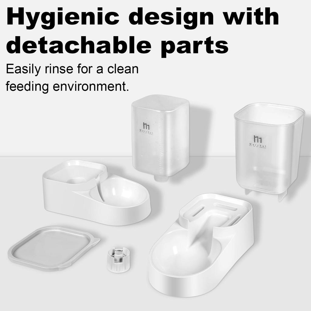 Marchul Automatic Cat Feeder Large Capacity Pet Food Pet Water Fountain and Automatic Cat Feeder Set for Dogs and Sun Protection and Freshness for