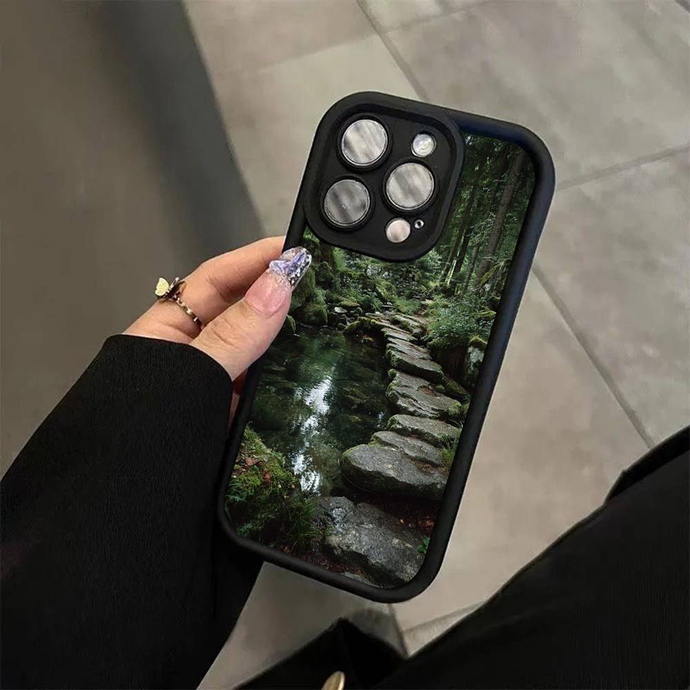 Чехол для телефона Лес Пляж Восход Горы Природа Для iPhone 11 12 13 14 15 16 17 Pro Max Ударопрочный Мягкий ТПУ Задняя крышка