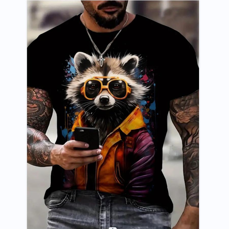 Fashion Cute Cartoon Summer Men T Shirts Lightweight Breathable Casual Kids Round Neck Sleeve Short Streetwear Oversized Tops