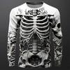 Graphic Skeleton Fashion Casual Subculture Men's 3D Print T Shirt Tee Sports Outdoor Holiday Going Out T Shirt Black White Blue Long Sleeve