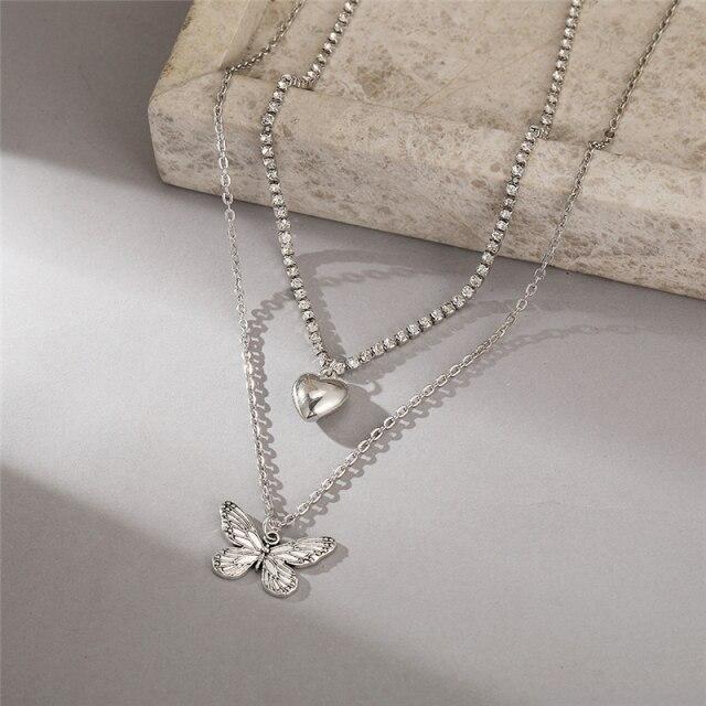 17KM Серебряное ожерелье в форме сердца для женщин и мужчин, готические геометрические бусины, цепочка, ожерелья, Y2K, стильные ювелирные изделия, подарки