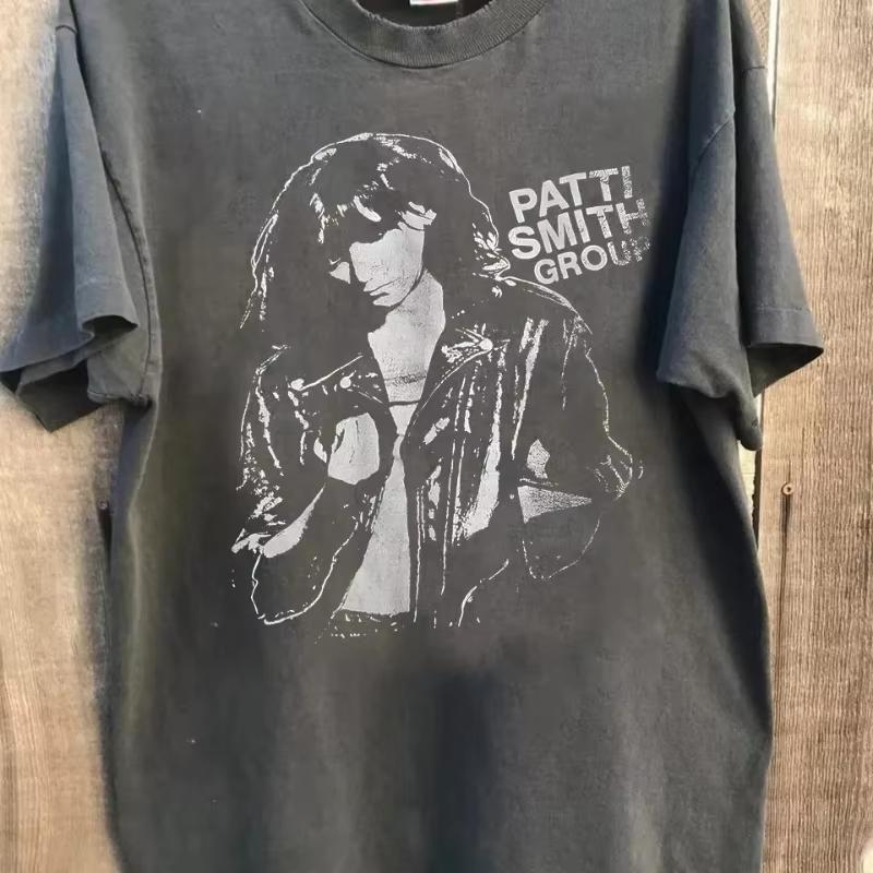 Американский Винтаж 1979 Patti Smith GROUP Концертный Унисекс Футболка Летняя Новая Винтажная Мода Унисекс и Женская Уличная Одежда