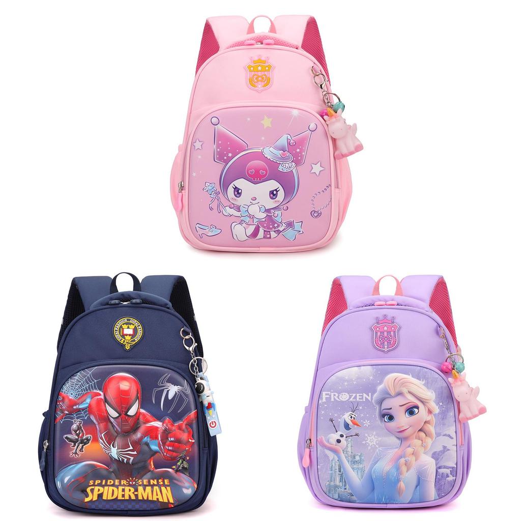 Детский рюкзак Elsa Cinnamoroll Kuromi Человек-Паук Мультяшный С прочным нейлоном Для детского сада Школы
