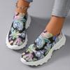 Женская повседневная обувь с цветочным принтом, спортивная, одинарная, женская, новая модная, на плоской подошве, одинарная, большого размера, на одном ремешке