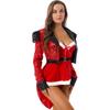 Womens Sparkling Sequin Tuxedo Coat Fringed Epaulette Swallow Tail Design Halloween Circus Ringmaster Costume