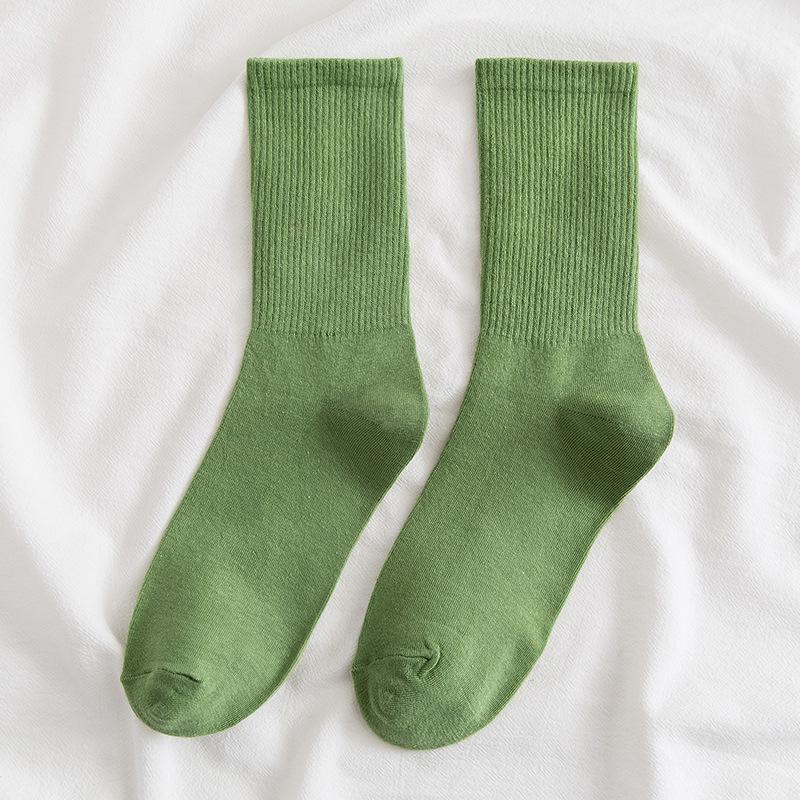 Colorful Women's Medium-Tube Cotton Socks - Trendy Macaron Candy Colors for Spring and Autumn