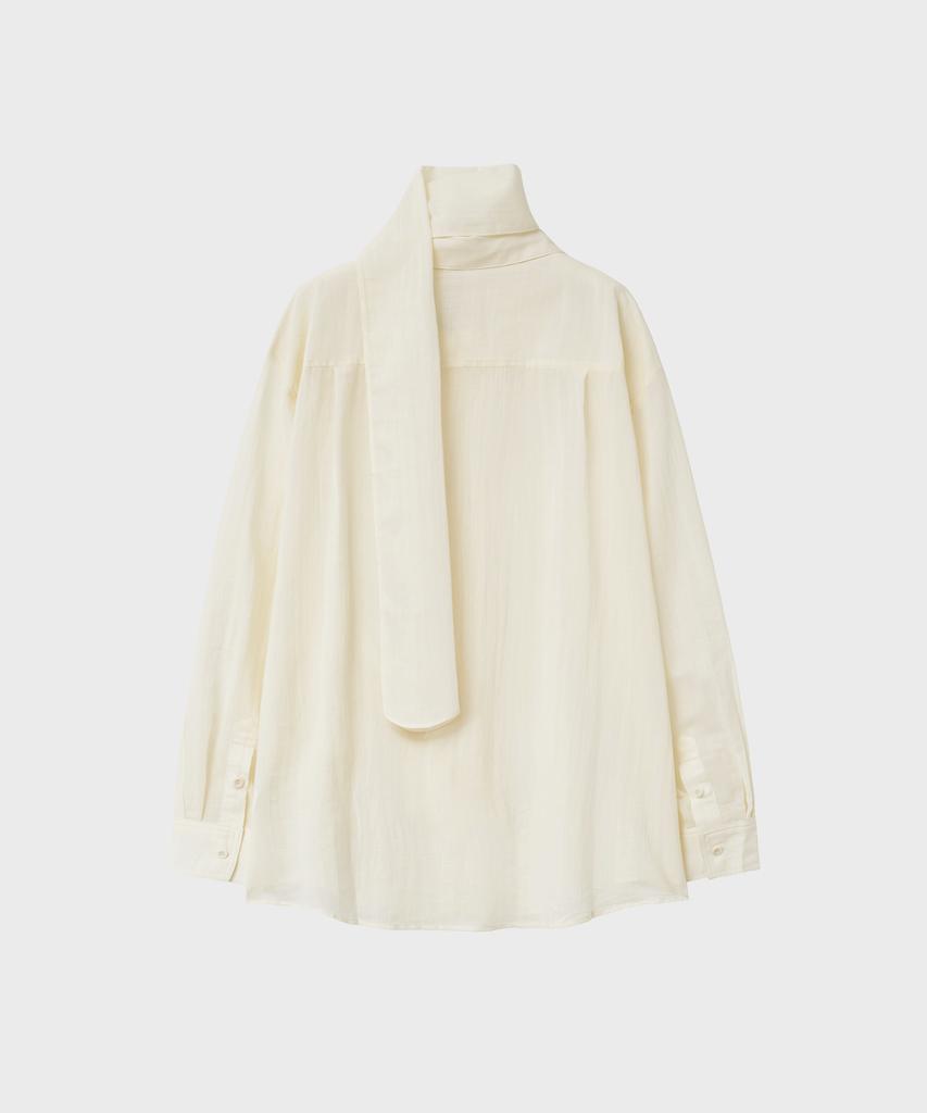 NOIRER FOR WOMAN Pale Scarf Loose Fit Shirt (Buttercream)