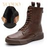 Autumn and Winter Women's Leather Boots, Student Leather Boots, with Velvet Warm Comfortable Non-slip Boots