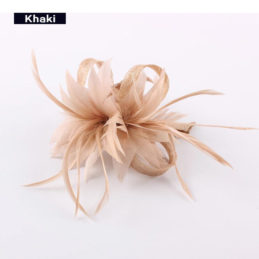 Women Chic Fascinator Hat Cocktail Brooch Wedding Headpiece Church Headwear Party Feather Hair Accessories Sinamay Fascinators