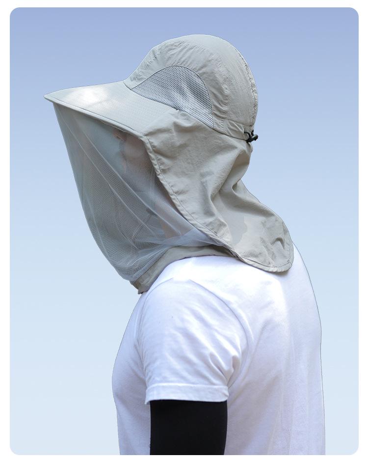 Мужская шляпа с широкими полями и защитой от УФ-лучей для рыбалки с сеткой от насекомых