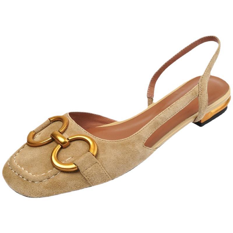 Инс ретро стиль~ 2025 новые сандалии на плоской подошве женские летние с закрытым носком на толстом каблуке с пряжкой-лошадкой на низком каблуке одинарная обувь мюли