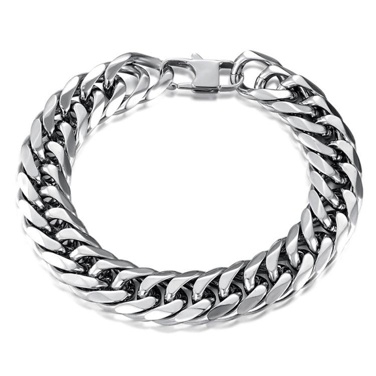 16Mm Fashionable Vacuum Plated Gold Titanium Steel Bracelet, Personalized Domineering Men'S Stainless Steel Rough Bracelet