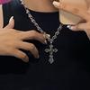Винтажная подвеска-крест на шею для женщин K-pop Панк Цепочки Длинные Корейская Мода Ретро Украшения на Шею Подарок