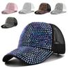 Adjustable Shiny Mesh Cap Cotton Baseball Hats Fashion Rhinestones Baseball Caps  For Women Girls