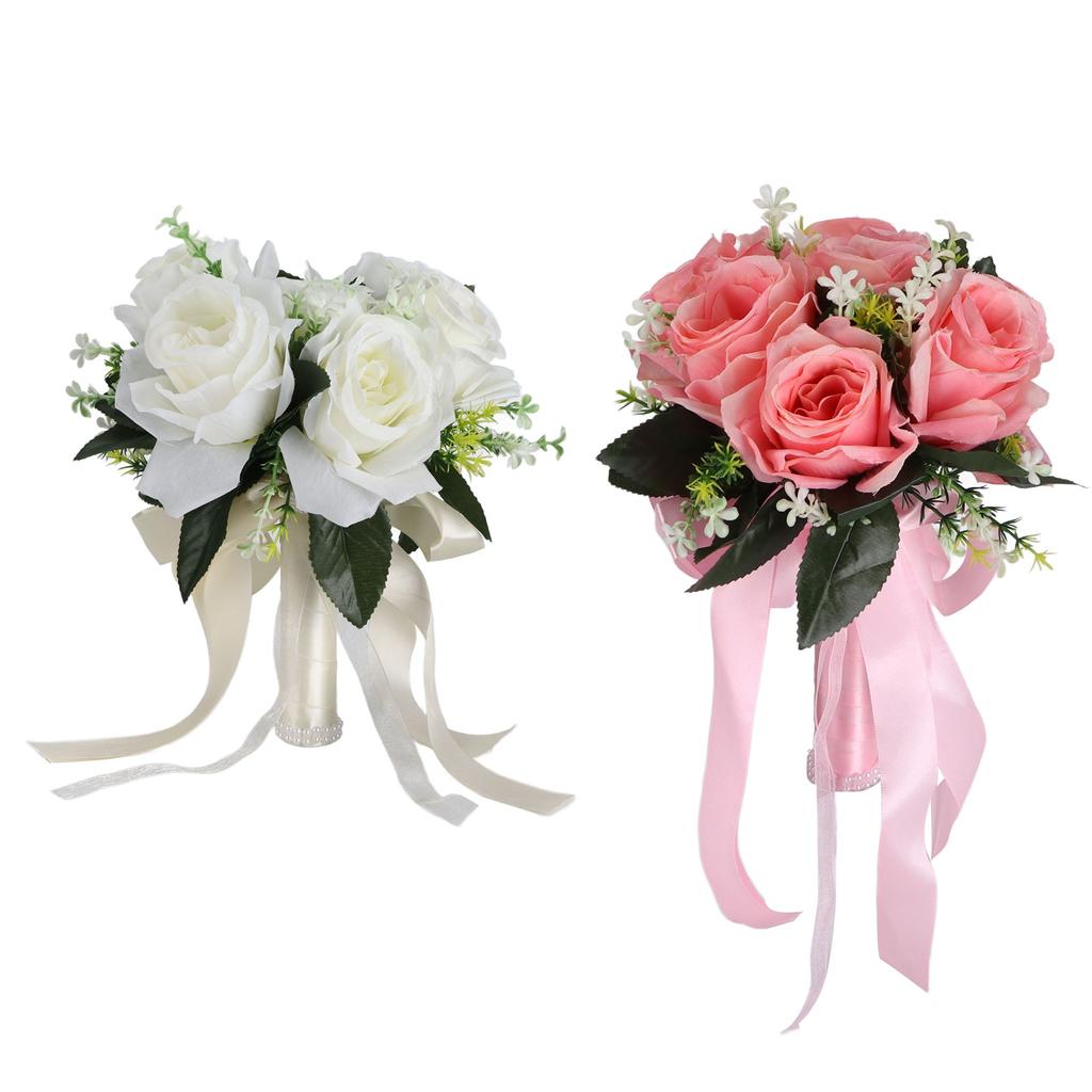Искусственный свадебный букет, шелковый цветок, имитация розы, букет для невесты с цветами в руках