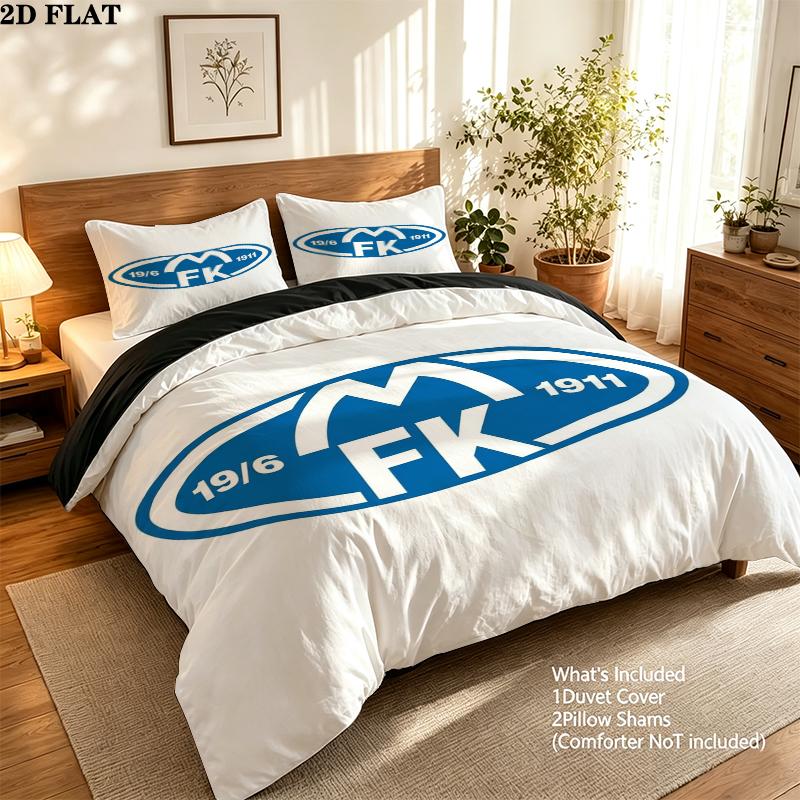 Molde Fotballklubb Pattern Bedding uilt Set uilt Cover Pillowcase Home Decoration Birthday Gift (1 * duvet cover + 2 * pillowcase without core)