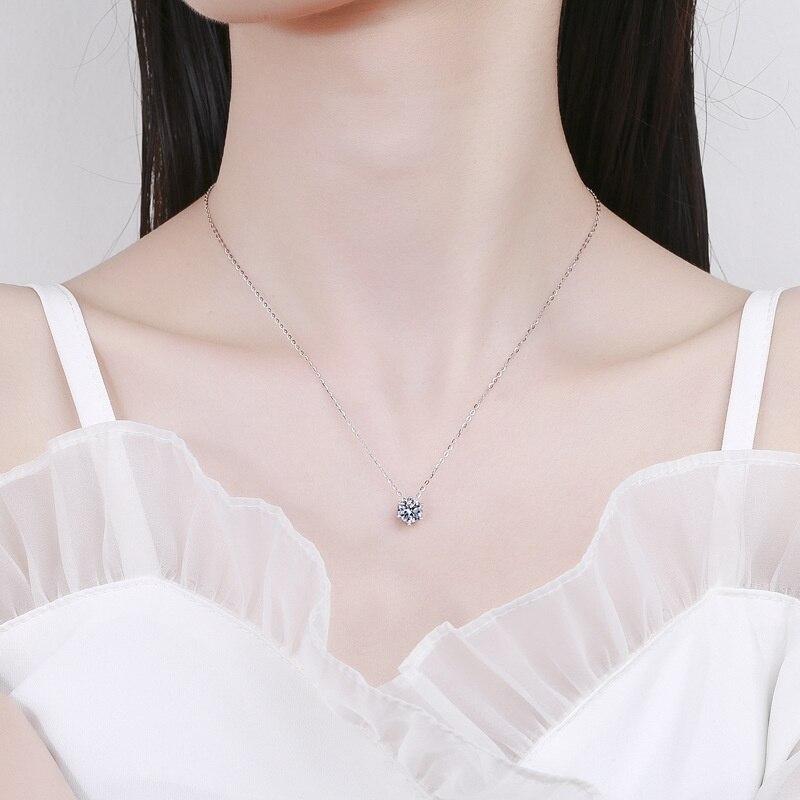 BagueRingen, 100% серебро 925 пробы, ожерелье, кулон, круглый, 1,0 карат, цвет D, зеленый муассанит, бриллиант, тест для женщин, элегантное ожерелье