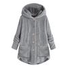 Women Plus Size Button Plush Tops Hooded Loose Cardigan Wool Coat Winter Jacket