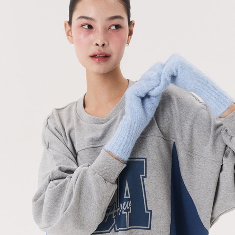 ВАРЕЖКИ ВЯЗАНЫЕ QUAFE LABEL_ледяной голубой