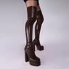 Модные новые осенне-зимние водонепроницаемые эластичные ботфорты до колена, европейско-американские элегантные черные облегающие женские ботинки размера 46