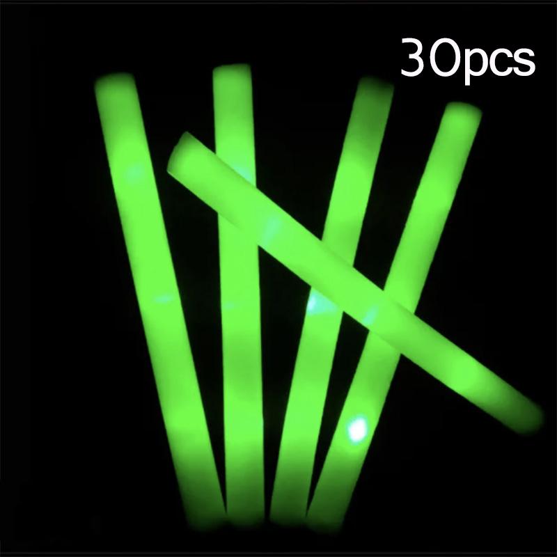 15/30Pcs LED Glow Foam Sticks Bulk Colorful RGB Light Cheer Tube for Xmas, Wedding, Birthday Party Supplies