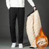 Men's Winter Thickened Velvet Crepe Straight Pants - Large Size, Casual, and Sporty