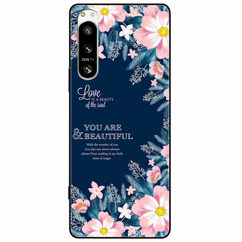 For Sony Xperia 5 IV / 1 IV Case 10IV Soft Silicone Flower Phone Back Cases For Sony Xperia 10 IV V Cover 5IV TPU Bumpers 10V
