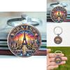 Paris Sunset Scene Keychain With Glass Pendant For Gift And Decoration