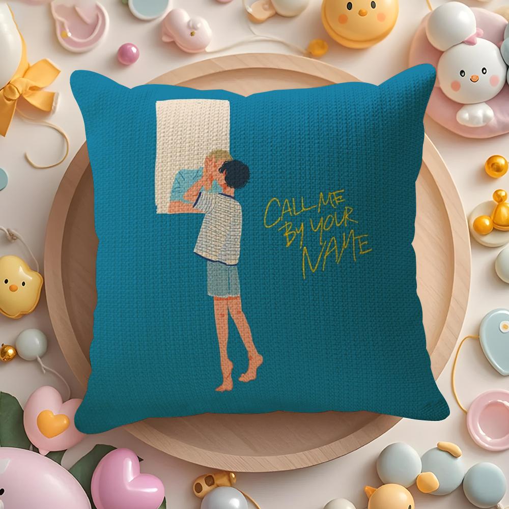 C-Call Me By Your Name Cushion Cover Summer Coolness Linen Fabric Double-Sided Printing Pillow Case Sofa Home Decor Gift