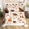 Cute Animals Duvet Cover Bear Hedgehog Bedding Set for Kids Boys Girls Pumpkin Mushroom Leaf Comforter Cover Autumn Quilt Cover