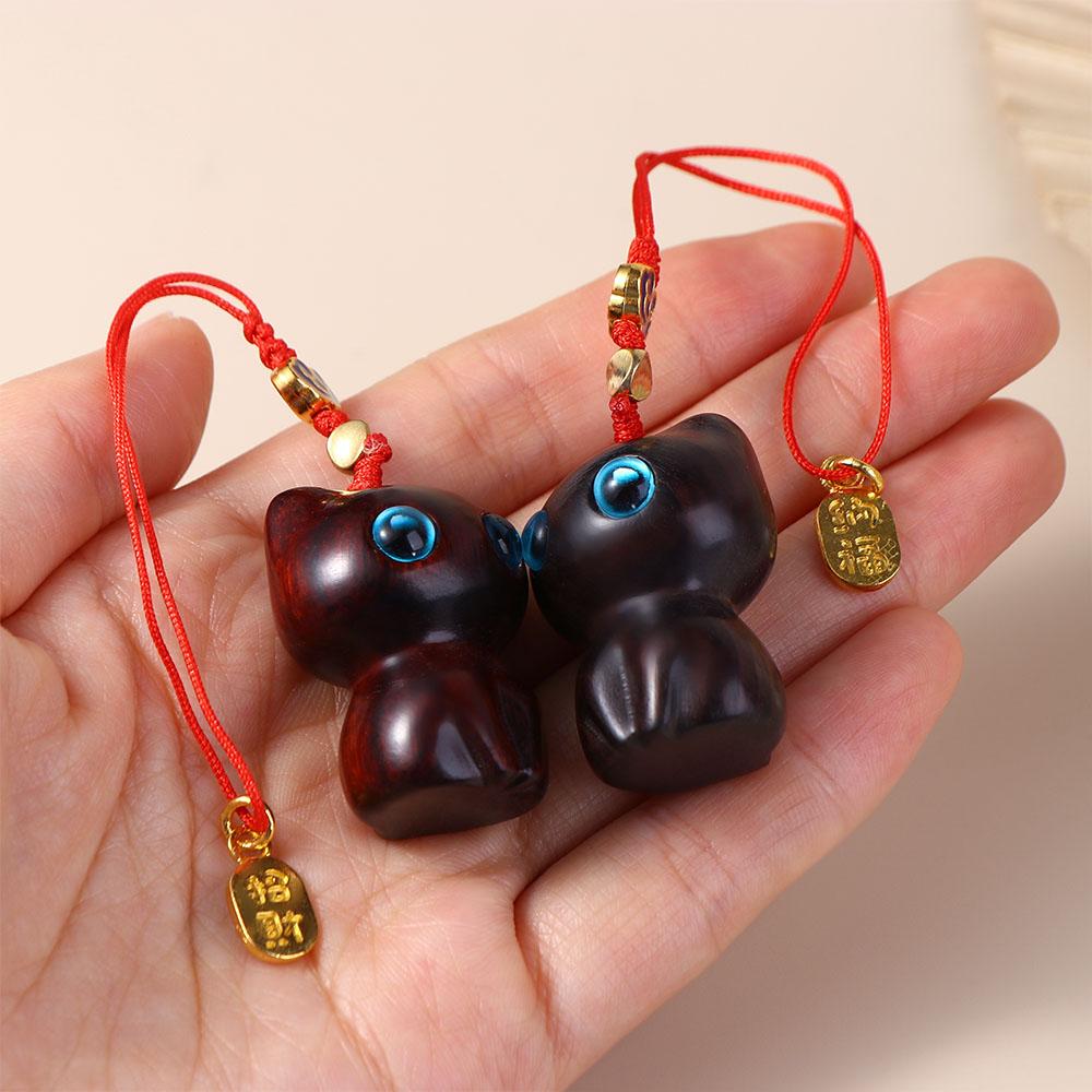 Sandalwood Wooden Wooden Cat Keychain Mobile Phone Strap Mobile Phone Lanyard Mobile Phone Chain