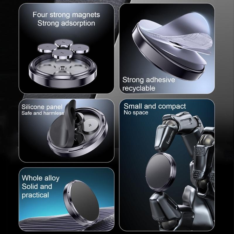 Round Magnetic Phone Holder Stand for Car, Secure Grip, Strong Adhesion Silicone Dashboard Stand Safe Driving Reusable