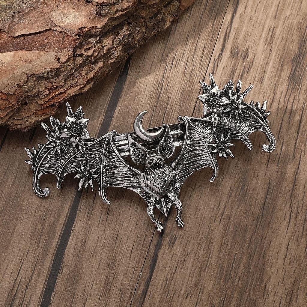 Заколка для волос Летучая мышь Лунный цветок в готическом стиле викингов - Аксессуар для вечеринки в норвежском стиле