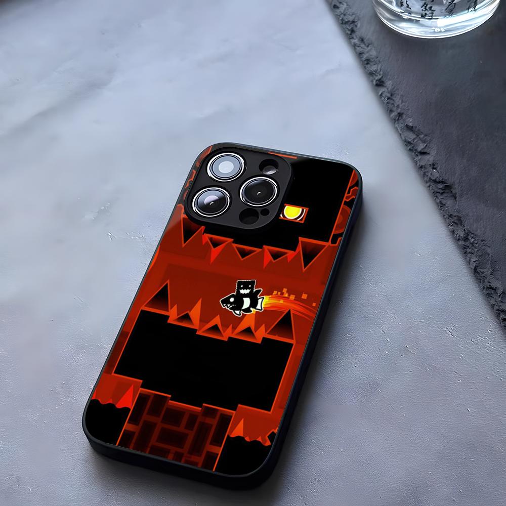 Чехол для телефона Geometry Dash Закаленное стекло Для IPhone 17 13 14 16 12 15 11 Pro Max Plus Mini X XR SE2020 Coque