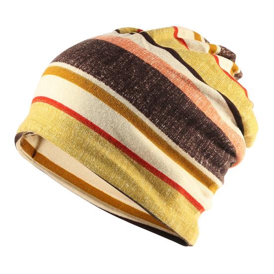 Unsiex Fall Winter Hat Striped Color Matching Elastic No Brim Regular Fit Baggy Ear Protection Anti-shrink Soft Decorative Hip Hop Women Men