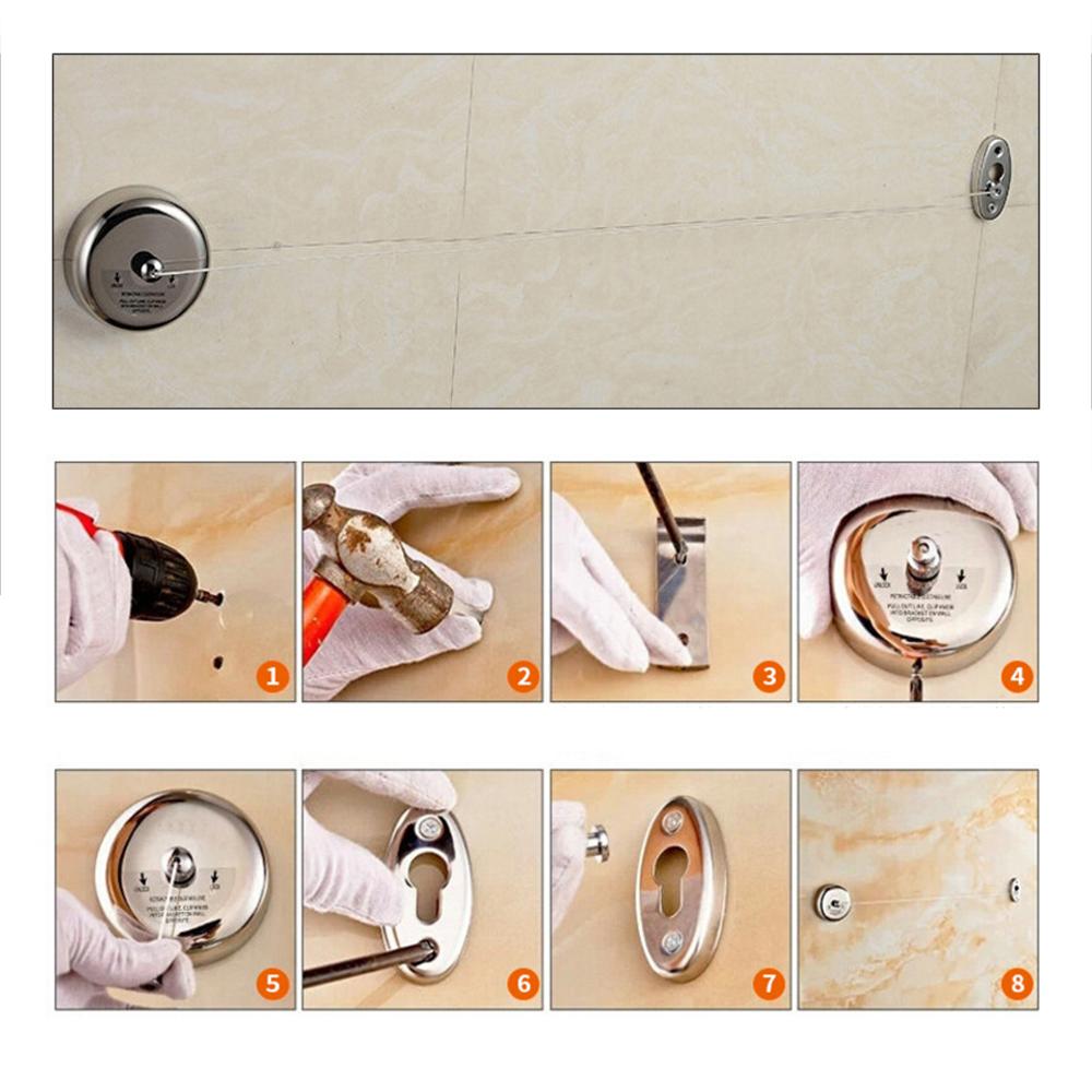 Портативные выдвижные бельевые веревки Сушилка для одежды Органайзер Стойка для сушки одежды из нержавеющей стали Веревка Вешалка для белья Домашнее хранение