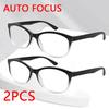 2PCS Automatic Zoom Glasses Blue Light Blocking Reading Glasses  Gradient Color Framessuitable for Both Men and Women