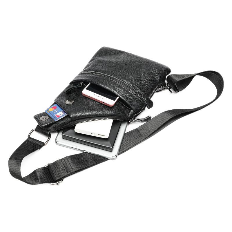 Мужская нагрудная сумка из натуральной кожи, сумка через плечо из коровьей кожи, нагрудная сумка