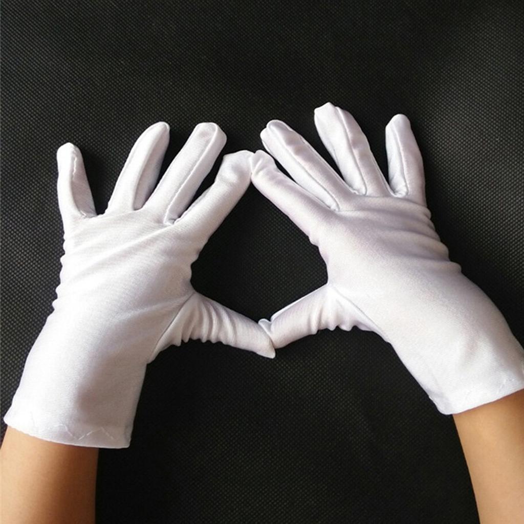 White Kids Gloves for Funeral Formal Tuxedo Parade Costume Gloves Cosplay Costume Dress for Party