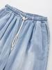 Icaruk Blue Washed Linen Elastic Waist Denim Shorts Dspt101