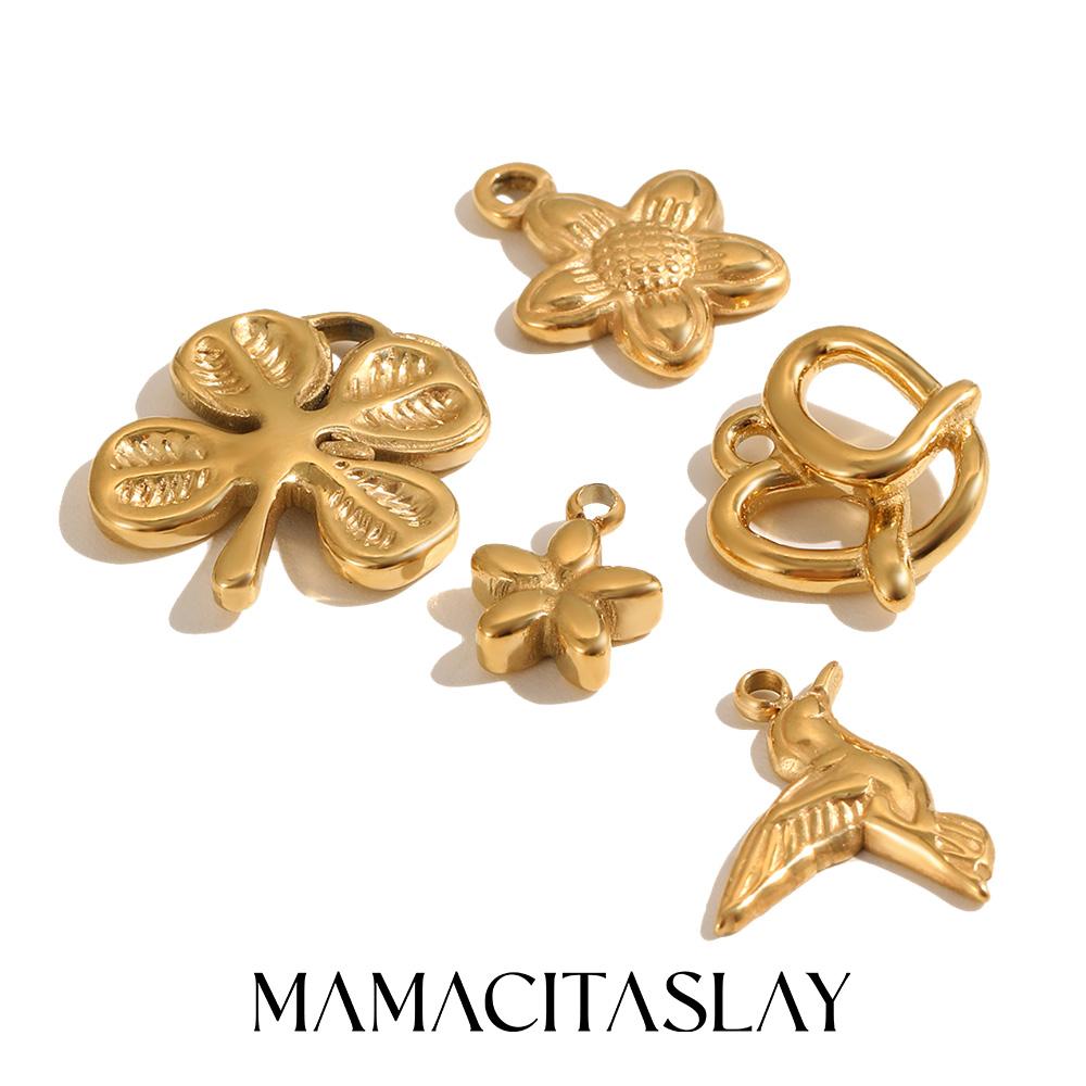 MamacitaSlay Шармы Цветок Птица из Нержавеющей Стали 316L С Покрытием 18K Золотом Водонепроницаемые Подвески для Изготовления Украшений На Шею Браслет DIY