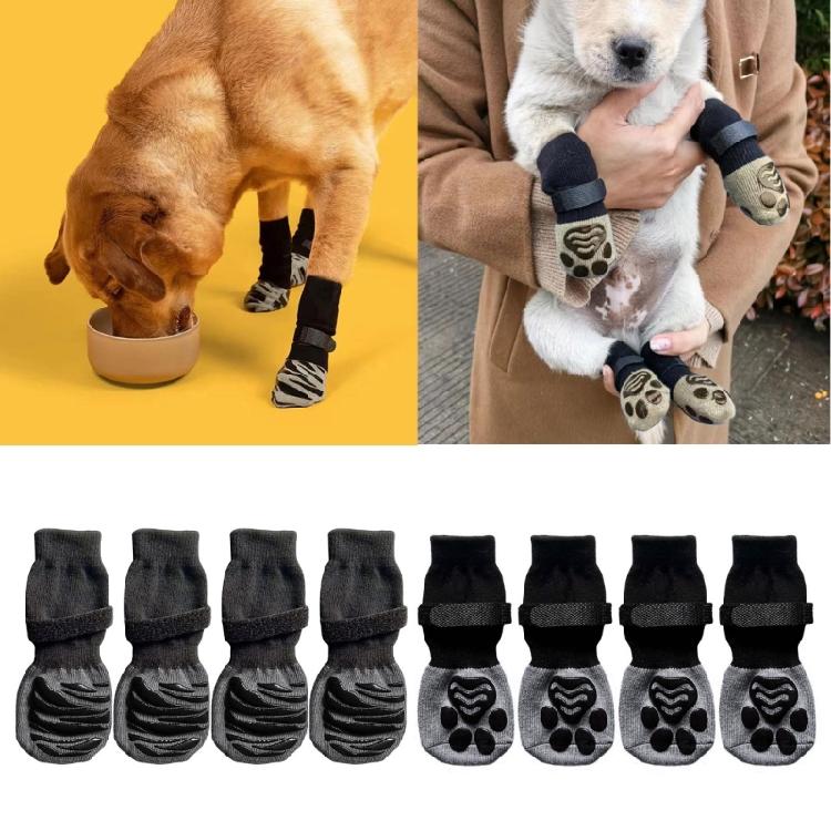 2 пары носков для собак, чехлы для лап, зимняя обувь для питомцев, нескользящая подошва, уличные ботинки