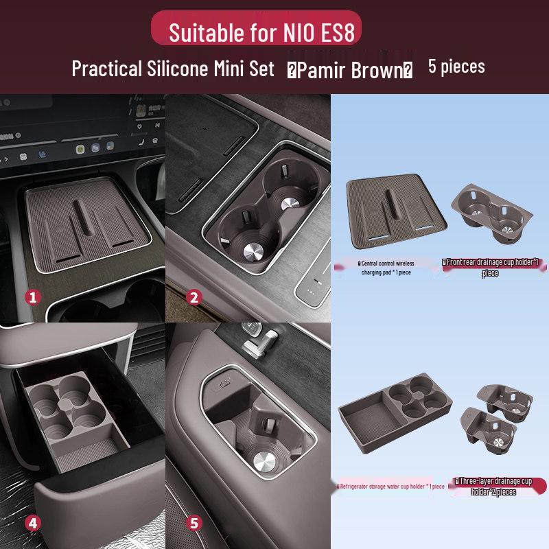 Nio ES8 Console Silicone Pad & Storage Box Set - Fits 26 Model Accessories for Interior Decoration.